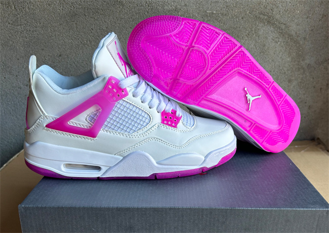 Women's Running weapon Air Jordan 4 White/Pink Shoes 0106